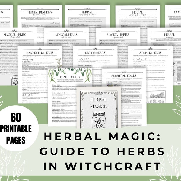 Herbal Magic, Guide to Herbs in Witchcraft, Herbal Journal, Magical Correspondences, Book of Shadows, Grimoire Pages, Baby Witch Bundle