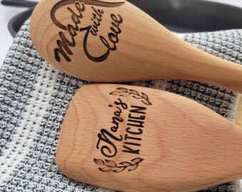 Custom Laser-Engraved Wooden Spoon Set: All-Natural Beechwood, Personalized Cookware, Custom Kitchen Accessory, Wedding Gift & Mother's Day