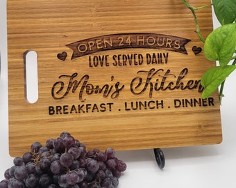 Laser Engraved Bamboo Cutting Board (PREMIUM VEGAN Sealing Oil, Personalized Her Gifts, Custom Charcuterie Boards, Wedding Gifts)