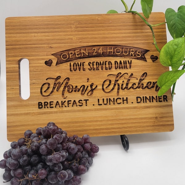 Laser Engraved Bamboo Cutting Board (PREMIUM VEGAN Sealing Oil, Personalized Her Gifts, Custom Charcuterie Boards, Wedding Gifts)