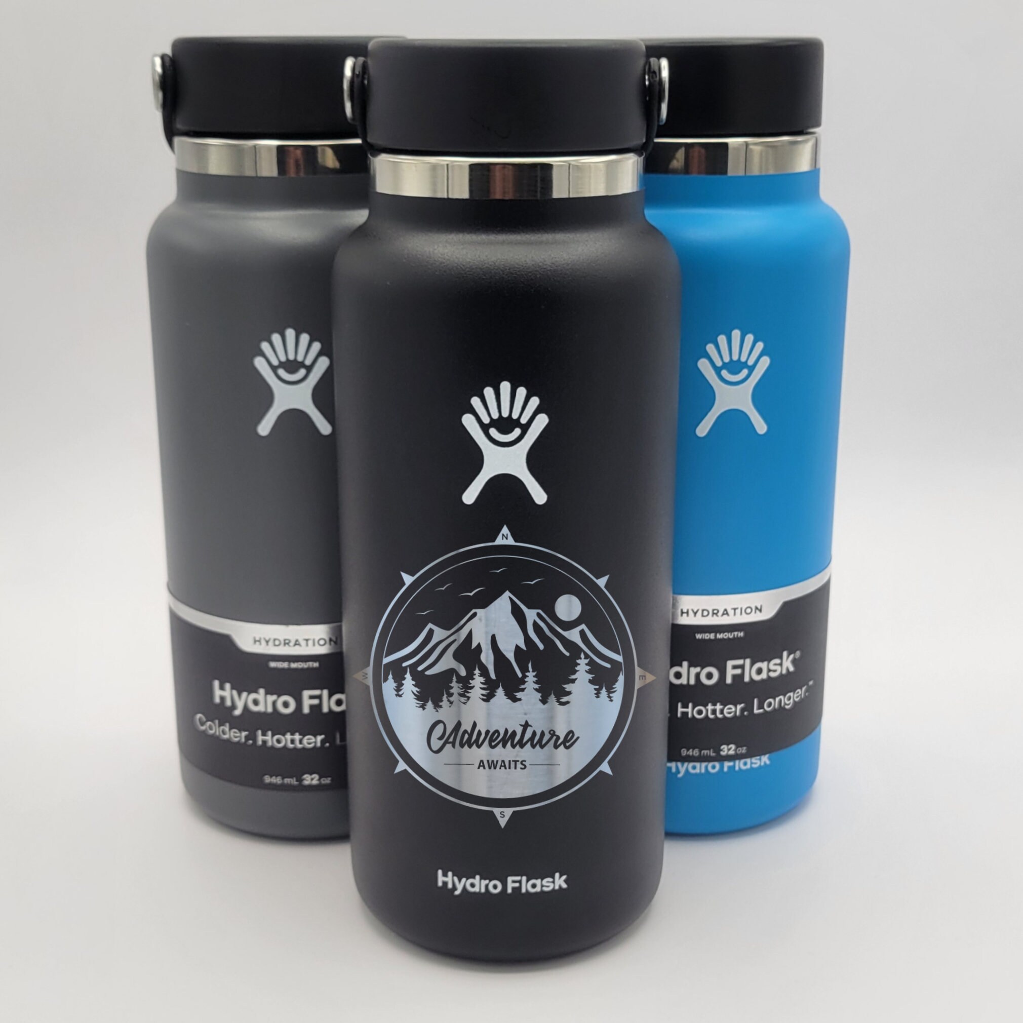 Custom Laser Engraved Hydro Flask Wide Mouth Hydration Water Bottle