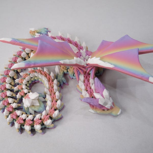 3D Printed Articulating Crystal Wolf Dragon – Fantasy Shelf Decor