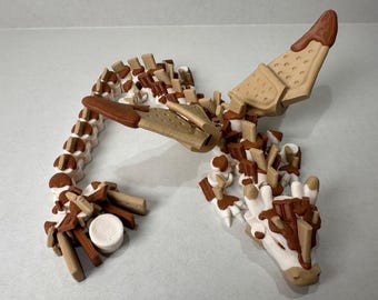 3Dプリントされた可動式スモアドラゴン：キャンプファイヤーファンタジーデコレーション