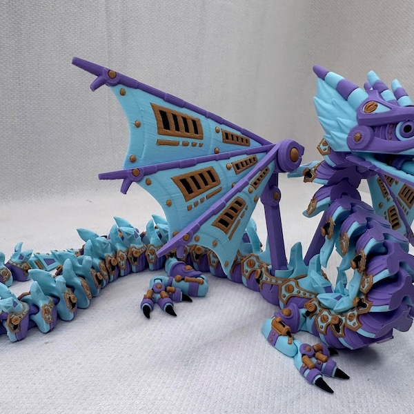 Articulating Mech Dragon 3D Printed Large 24 Inch Fidget