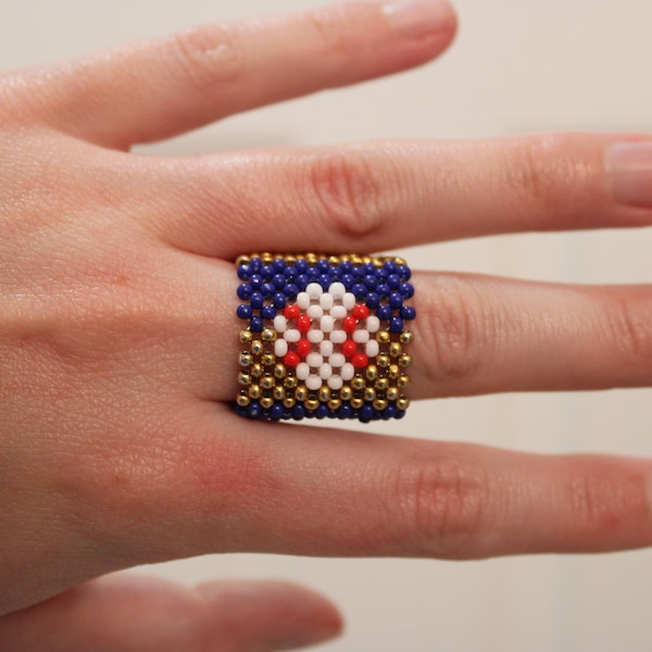 Maasai-Style Hand-Beaded Baseball Team Ring