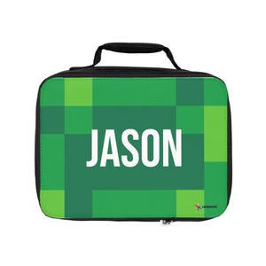 Personalized Gaming Lunch Bag for Kids, Custom Name Insulated Food Carrier with Video Game Theme, Summer Camp Gear, Back-to-School Supplies