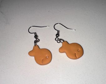 Goldfish Earrings | Fun Snack-Inspired Clay Jewelry | Quirky Food Earrings