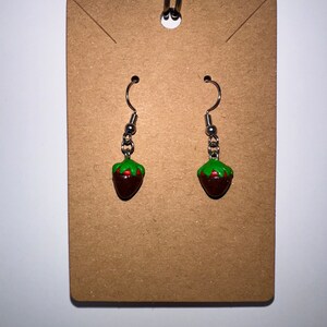 Chocolate Covered Strawberry Drop Earrings ~ handmade polymer clay