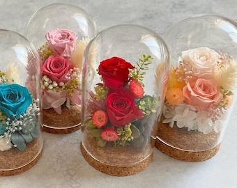 Personalized message Preserved rose glass dome, custom forever flower dome