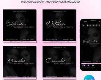 Kit de contenido para redes sociales de belleza, estilista, maquillador (plantilla de Canvas)