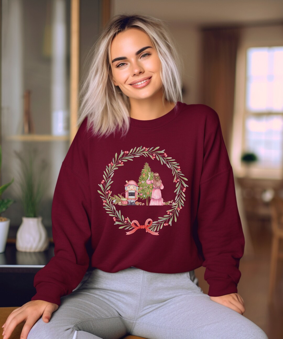 Nutcracker Sweatshirt, Vintage Style Christmas Sweatshirt for Women