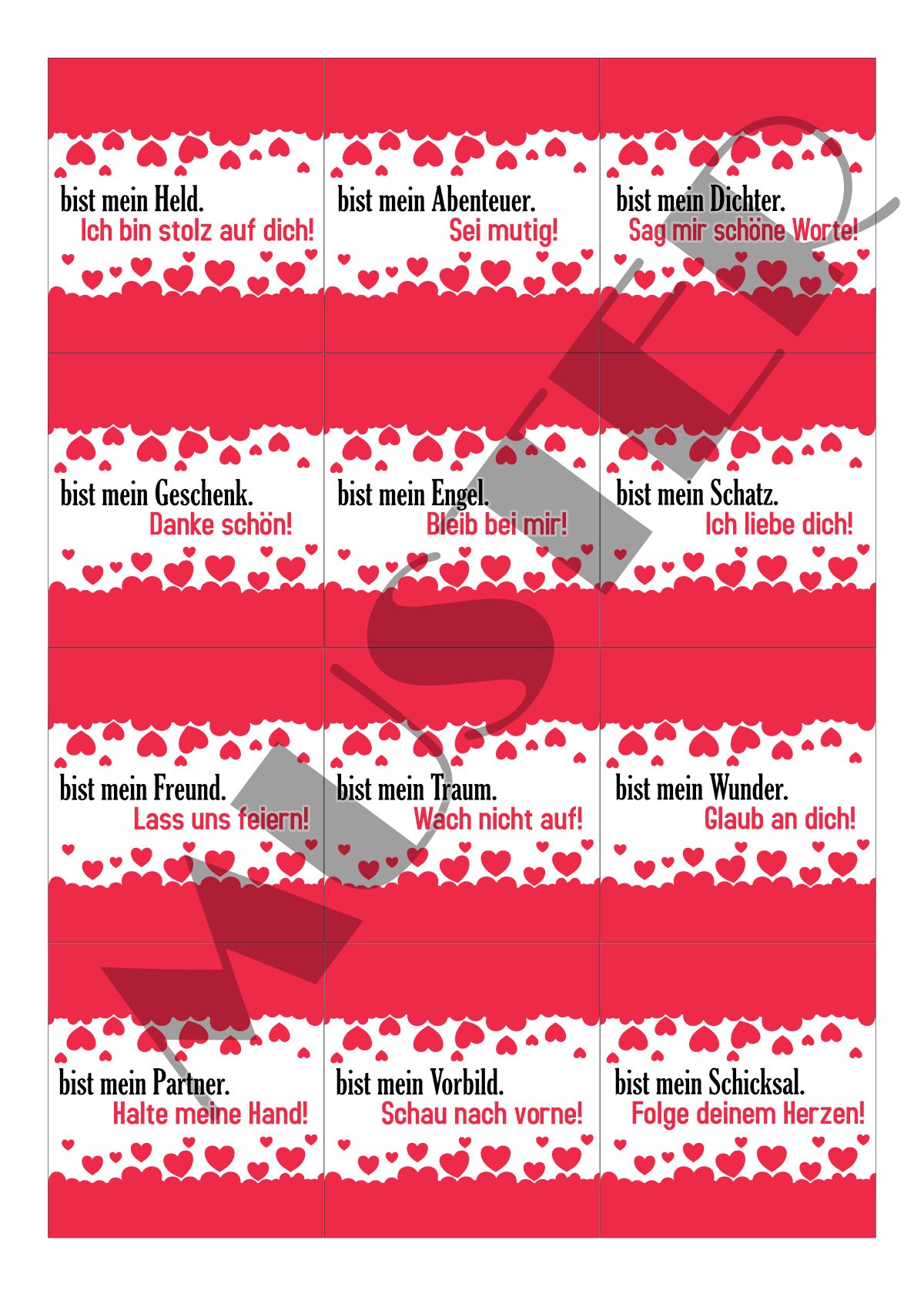 24 er SET mit XMAS Sprüchen und I Love You, Duplo Banderolen zum