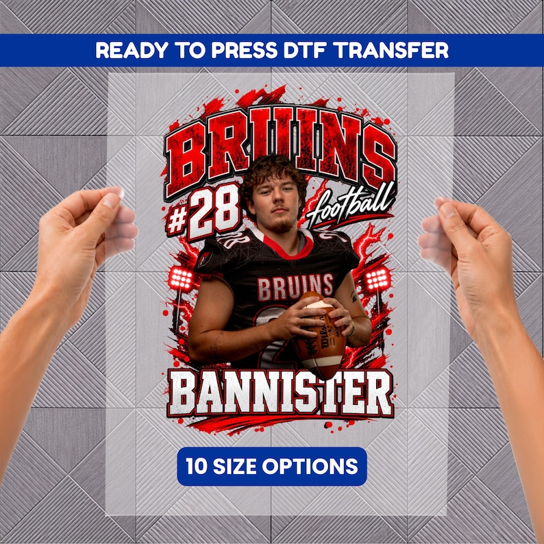 Football Dtf, Custom Player Name - Ready To Press | Sports Heat Transfer | Personalized Apparel imagem 1