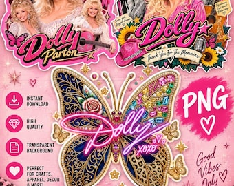 Dolly Parton Memorial PNG Bundle, Country Music Queen Sublimation Design (3 Files)