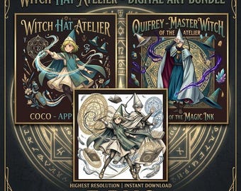 Witch hat atelier PNG bundle , 3 pngs , witch png , brushbuddy png , anime png , graphic design digital download