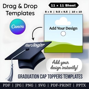 Class of 2025 Grad Cap Topper Template: Editable Canva Design (Digital Download)