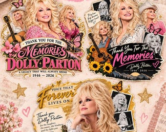 Dolly Parton Memorial PNG Bundle, Country Music Queen Sublimation Design (3 Files) - digital download