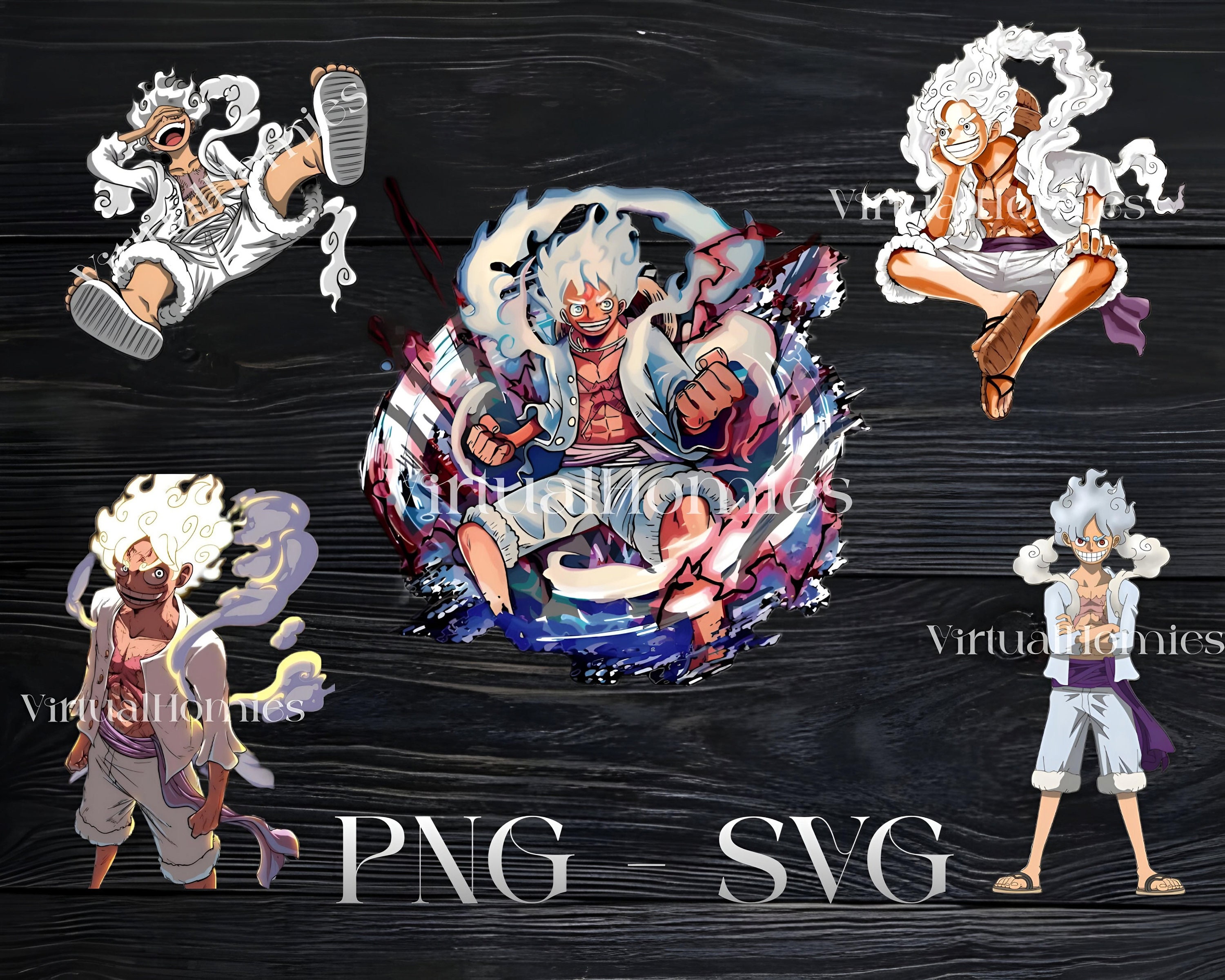 Luffy Gear 5 designs, themes, templates and downloadable graphic