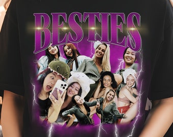 Comfort Colors® Custom 90s Vintage Besties Bootleg Shirt, Best Friend Bootleg Rap Tee, BFF Birthday Gift Shirt, Personalized Bestie T-shirt