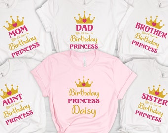 Personalised Birthday Princess Shirt, Custom Family Matching Birthday Shirt