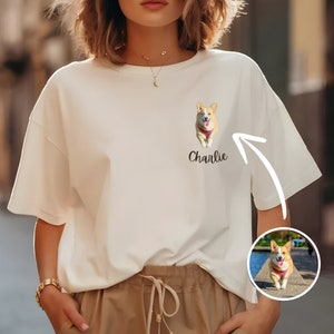 Comfort Colors® Custom Cartoon Pet Pocket shirt, Customizable Pet T-shirt, Personalized Pet Photo and name T-shirt, Gift Shirt for Pet Owner
