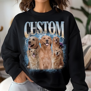 Custom Bootleg Rap Tee, Vintage Pet Sweatshirt, Pet Photo + Name Custom Dog Sweatshirt, Personalized Sweatshirt, Custom Shirt for Humans Dog