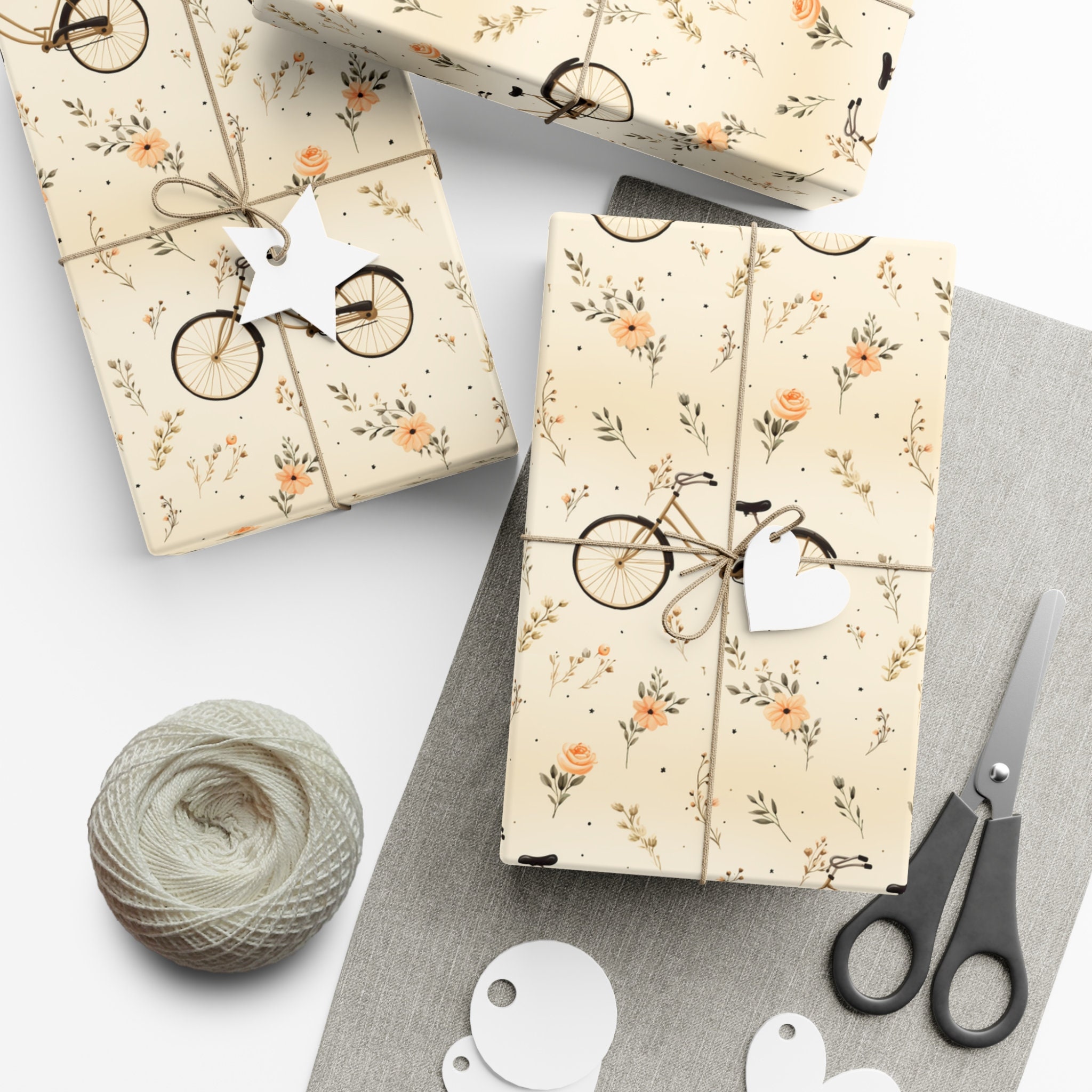 Vintage Bicycle Wrapping Paper / Pretty Bike Gift Wrap / Floral Craft Paper  / Eco-friendly Gift Wrapping -  Australia