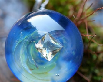 Star Meditation Crystal Necklace – Handmade Glass Art Fantasy Jewellery