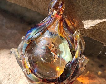 Spirit of Fire Crystal Necklace – Handmade Glass Art Fantasy Jewellery