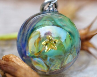 Rainbow Star Crystal Necklace – Handmade Glass Art Fantasy Jewellery