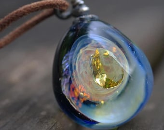 Glass Whirlpool Crystal Necklace – Handmade Glass Art Fantasy Jewellery