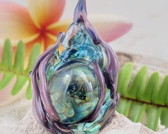 Violet flame Crystal Necklace – Handmade Glass Art Fantasy Jewellery