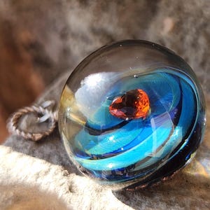 Heart Vortex Crystal Necklace – Handmade Glass Art Fantasy Jewellery