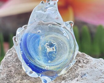 Ghost flame Star Crystal Necklace – Handmade Glass Art Fantasy Jewellery