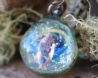 Sparkling Spirit Crystal Necklace -  Iridescent Glass Pendant Magical Fantasy Jewellery