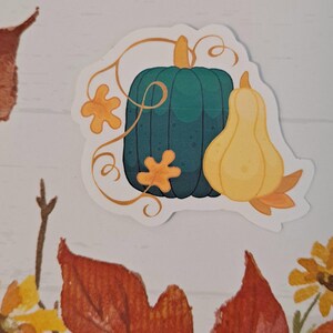 Pumpkin and gourd vinyl sticker.