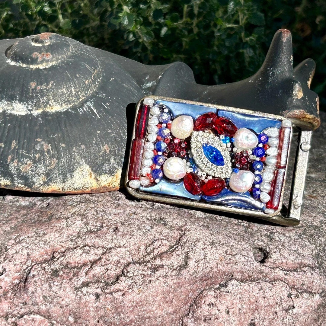 Patriotic Red, White, & Blue Belt Buckle - Etsy display picture 3