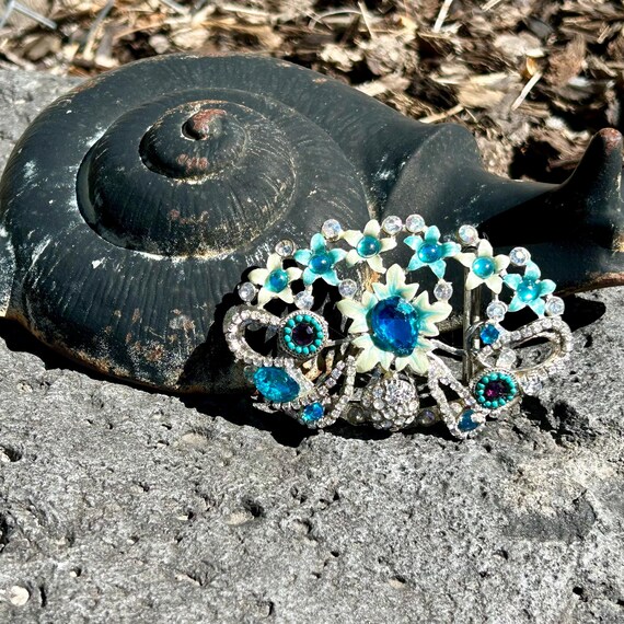 Whimsical Originals Rhinestone and Turquoise Belt Buckle Artisan Made Whimsical Originals Rhinestone and Turquoise Belt Buckle  main image 3