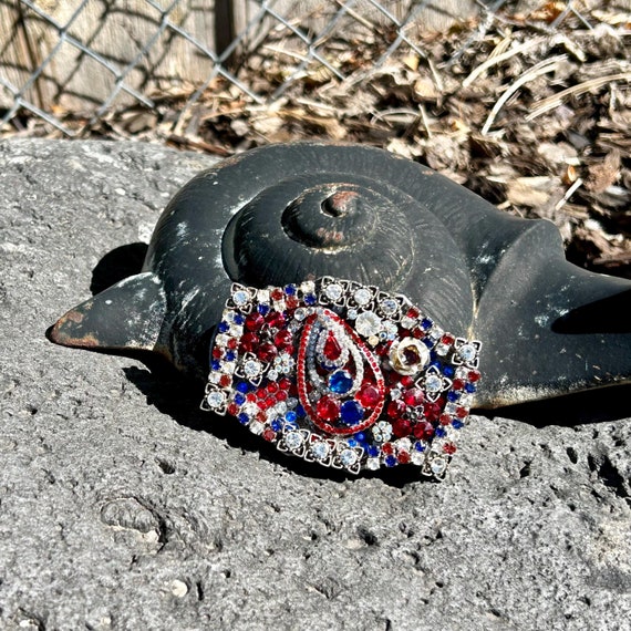 Red, White & Blue Rhinestone Belt Buckle - Etsy