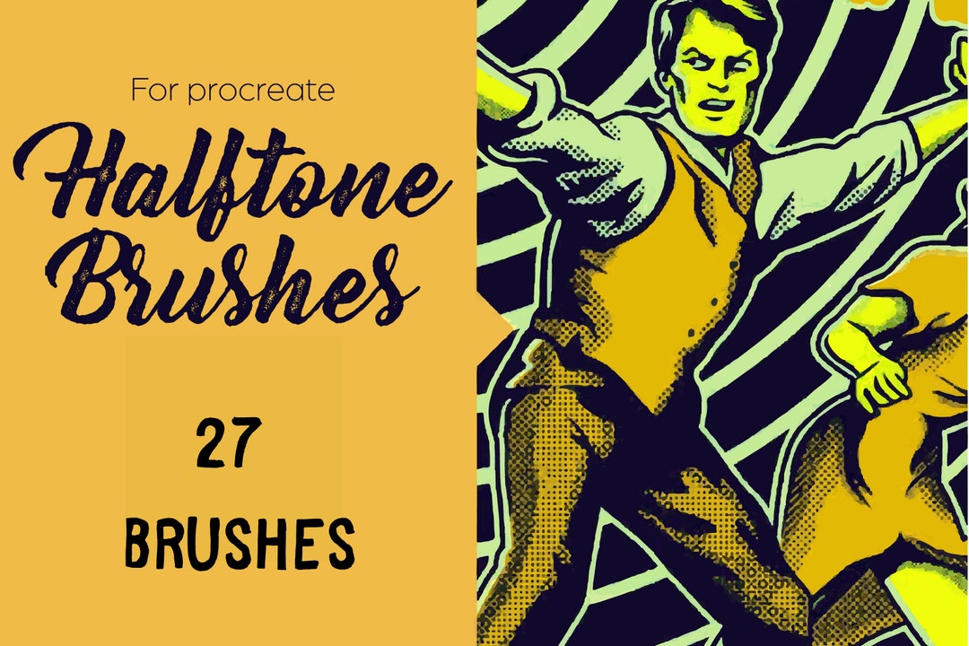 27 Procreate Halftone Brushes, Procreate Vintage Brushes, Procreate