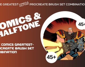 45+ Procreate Comic&Halftone Brushes, Procreate Comic Brushes, Halftone procreate brushes, procreate manga, procreate halftone stamp
