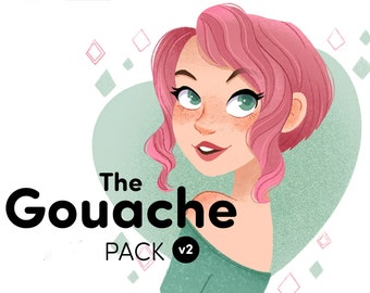 Procreate Realistic Gouache Brushes, gouache procreate brush set, paper painting , textured wet and dry brushes,