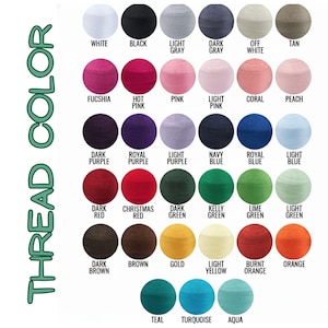 May include: A color chart displaying a variety of thread colors. The chart includes shades of white, black, gray, pink, purple, blue, red, green, brown, yellow, orange, teal, turquoise, and aqua. The text "THREAD COLOR" is on the left.