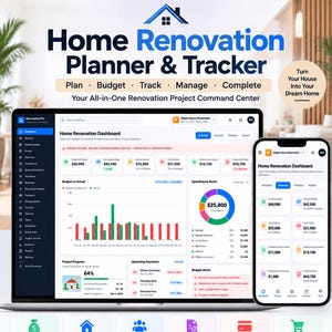 Home Renovation Budget Dashboard, Remodel Project Planner HTML App, Expense & Cost Tracker