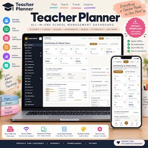Teacher Planner Pro | Lesson Planning | Student Records | Gradebook | Attendance, Results, Classroom Organizer HTML App