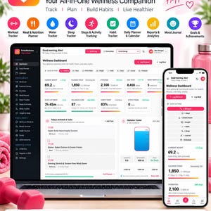 Interaktiver Fitness- und Wellnessplaner | Trainings-, Ernährungs- und Gewichtstracker (HTML-App)
