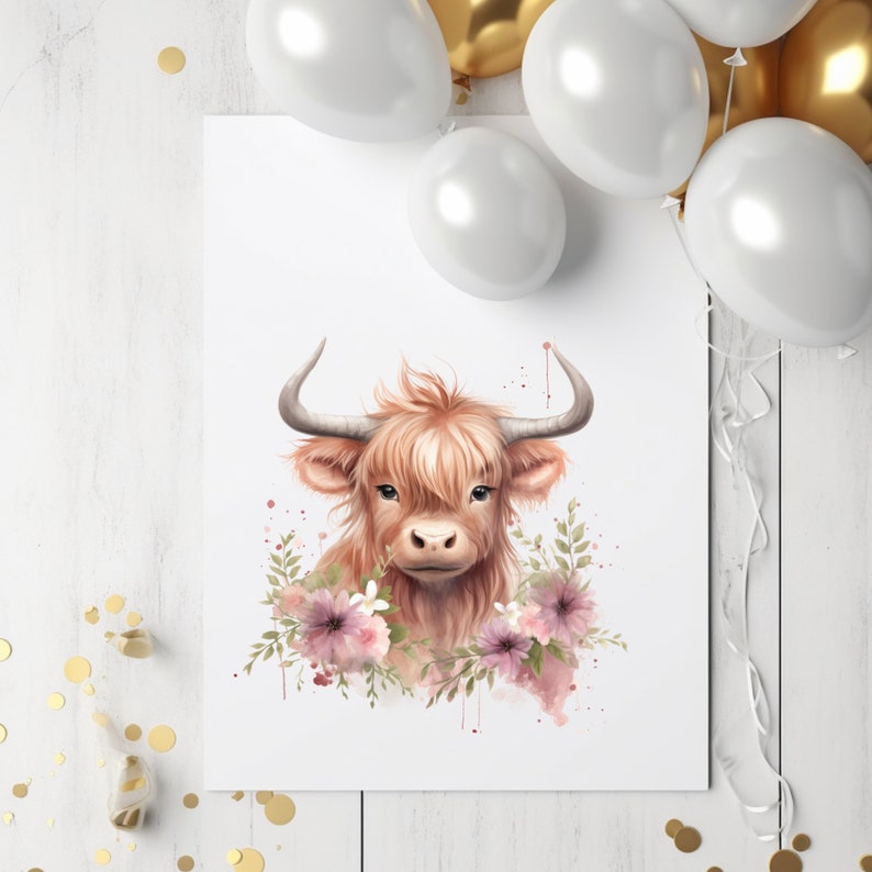 Watercolor Highland Cow PNG Baby Cow Clipart Highland Cow Baby - Etsy ...