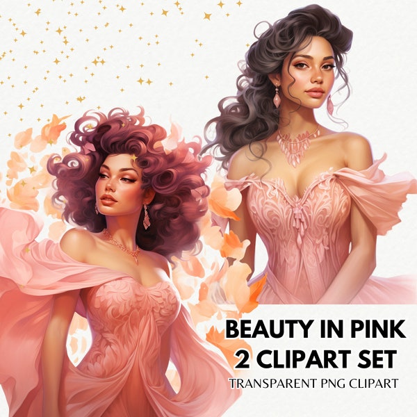 Glam Latina Pink PNG - Fantasy Homecoming Goddess Dress Clipart - Fashion Babe Doll with a Girly Princess Vibe