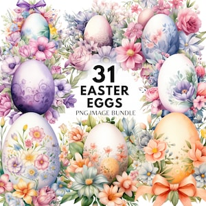 Oeuf de Pâques Clipart Aquarelle Pâques Décalcomanie PNG Pâques Bricolage Printemps Clipart Pâques Autocollant Joyeuses Pâques PNG Pâques Bundle Pâques Clipart BRICOLAGE