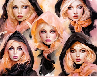 Beautiful Pastel Beauty PNG, Pastel Halloween, Magic Witch clipart PNG, Witches PNG, Glam Clipart, Fashion Girl Clipart, Pastel Goth png
